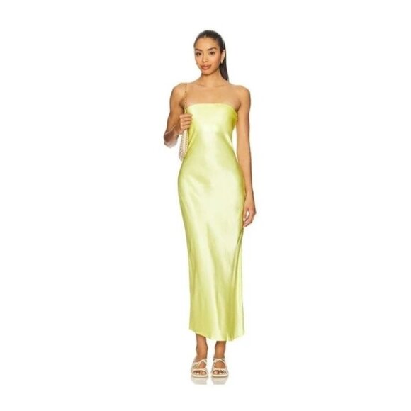 SNDYS x REVOLVE Angel Strapless Midi Dress in Yellow XX-Small New Womens Satin - Picture 1 of 10